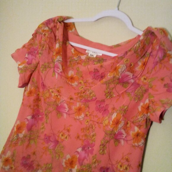 Miss Dorby Dress Women 12P 12 Petite Layered Short Sleeve Floral Pink - Picture 11 of 16